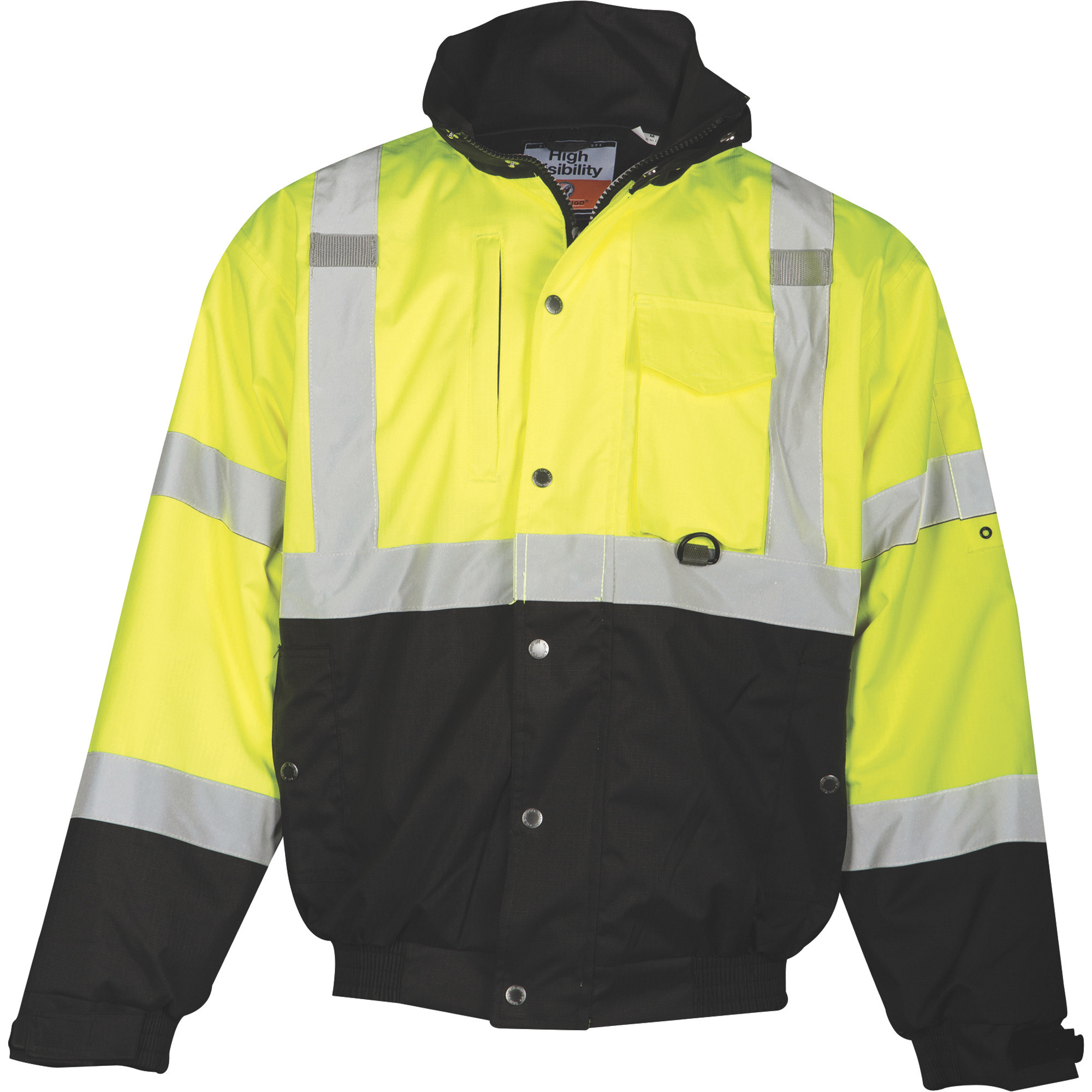 Kishigo Men's Class 3 Ripstop Bomber Jacket, Lime/Black, XL, Model# JS130-XL